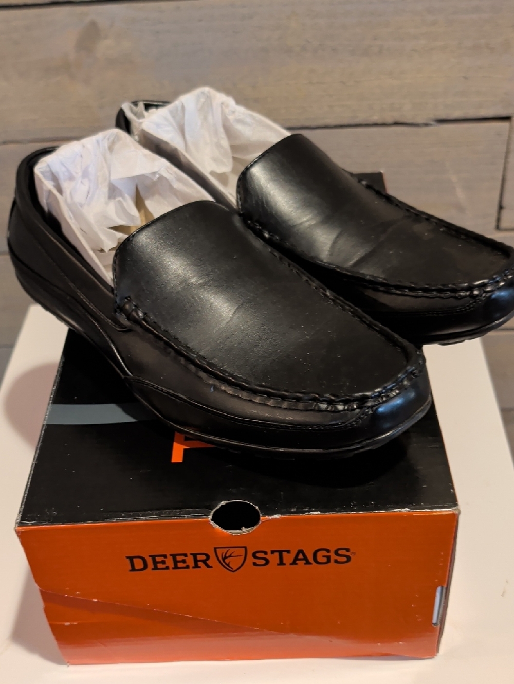 Deer Stags Black Slip-On Loafers